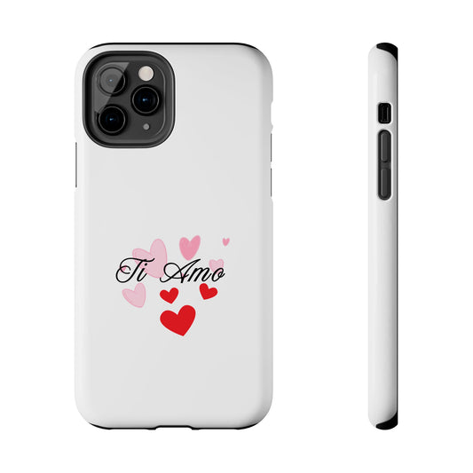 Pink and Red Heart - Ti Amo - Slim/Tough Phone Case Cover for iPhone 17 16 15 14 13 12 11 Pro Max, Samsung Galaxy
