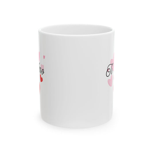 Ceramic Mug, Pink and Red Hearts, Ti Amo, I Love You Mug, Romantic Gift, Valentines Day Mug, Coffee Cup, Wedding Anniversary Mug