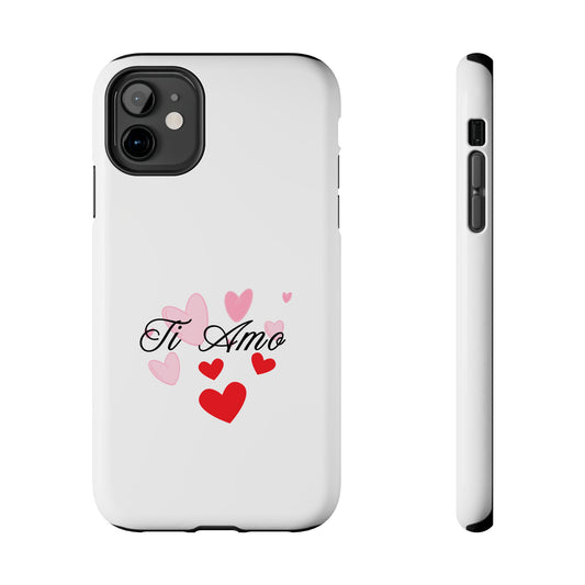 Pink and Red Heart - Ti Amo - Slim/Tough Phone Case Cover for iPhone 17 16 15 14 13 12 11 Pro Max, Samsung Galaxy