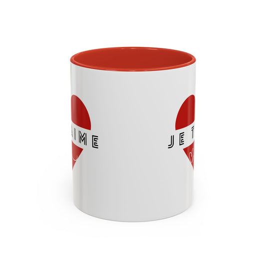 Love Mug, Romantic Coffee Cup, Gift for Valentine's Day, Ceramic Tea Mug, Anniversary Present, Je T'aime