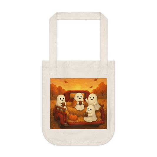 Cute Ghosts Fall Tote Bag, Harvest Market Bag, Halloween Shopping Tote, Eco-Friendly Gift, Pumpkin Patch Accessory