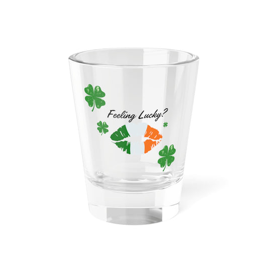 Feeling Lucky Shot Glass - Irish-Inspired Lips Design in Green White Orange, Fun Good Luck Barware & Party Drinkware Gift Idea