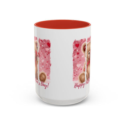 Coffee Mug, Valentine's Day Cute Bear Cup, Gift for Her, Anniversary Present, Ceramic Tea Mug, Kitchen Decor, Love Coffee Cup