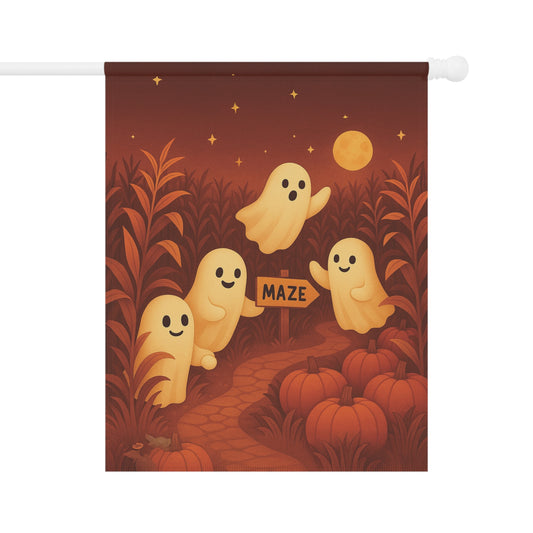 Ghosts in a Corn Maze Yard Flag, Cute Ghost Yard Flag, Fall Outdoor Banner, Whimsical Ghost Decor, Autumn Ghost Flag