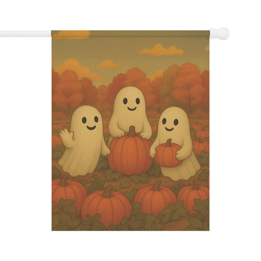 Ghosts in a Pumpkin Patch Yard Flag, Cute Ghost Yard Flag, Fall Outdoor Banner, Whimsical Ghost Decor, Autumn Ghost Flag