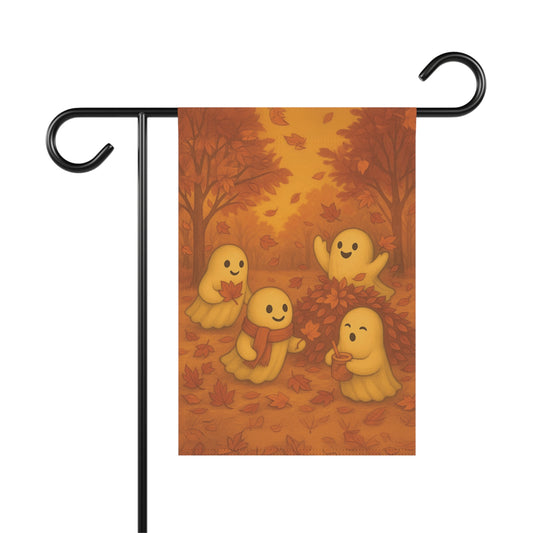 Ghost Fall Fun Garden Flag, Fall Garden Flag, Autumn Garden Flag, Fallen Leaves Lawn Flag, Cute Yard Banner