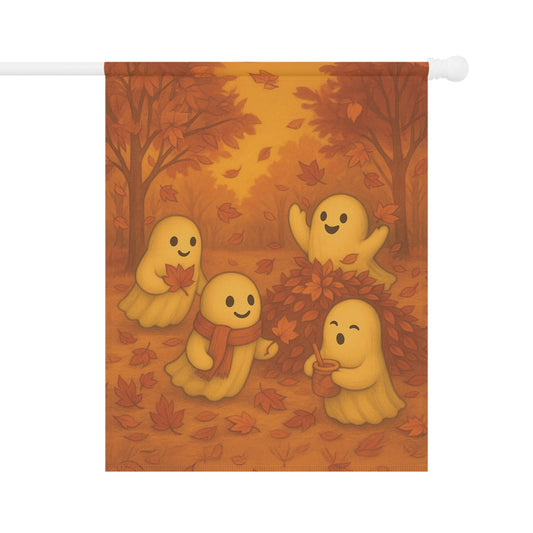 Ghost Fall Fun Garden Flag, Fall Garden Flag, Autumn Garden Flag, Fallen Leaves Lawn Flag, Cute Yard Banner