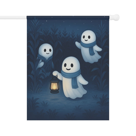 Ghosts in a Corn Field, Cute Ghost Yard Flag, Autumn Outdoor Banner, Whimsical Ghost Decor, Fall Ghost Flag