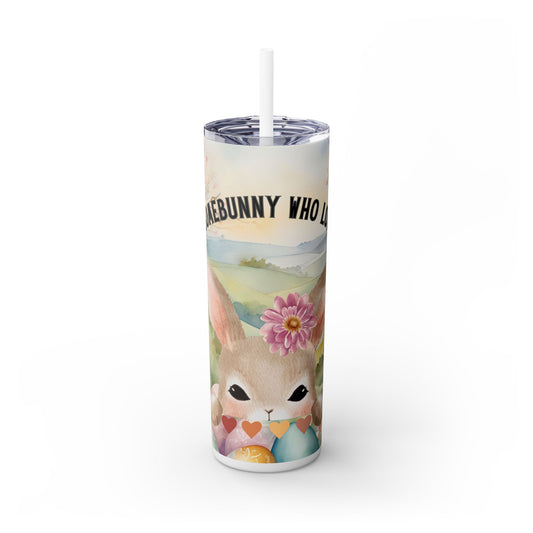 Skinny Tumbler, Easter Bunny Design, Somebunny Who Loves You, Spring Pastel, 20oz Cup with Straw, Easter Eggs Decor, Festive Drinkware