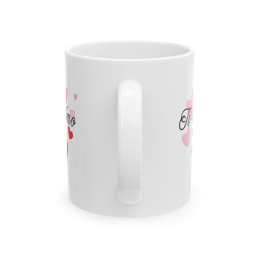 Ceramic Mug, Pink and Red Hearts, Ti Amo, I Love You Mug, Romantic Gift, Valentines Day Mug, Coffee Cup, Wedding Anniversary Mug