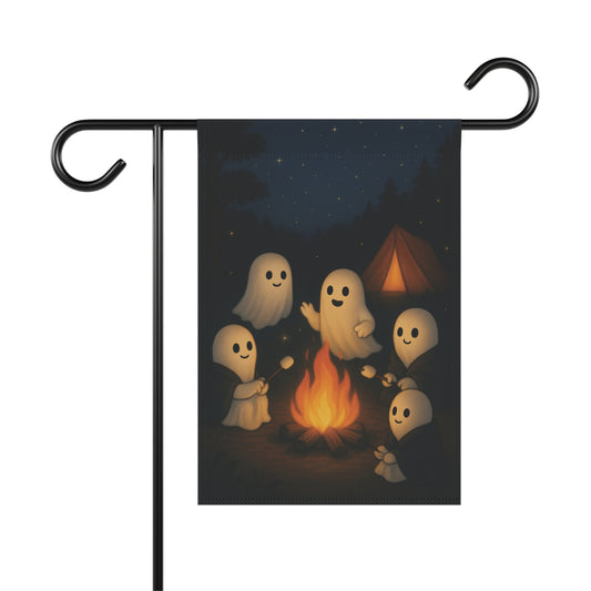 Ghosts at a Campfire Halloween Yard Banner | Double-Sided Outdoor Porch Flag