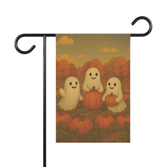 Ghosts in a Pumpkin Patch Yard Flag, Cute Ghost Yard Flag, Fall Outdoor Banner, Whimsical Ghost Decor, Autumn Ghost Flag