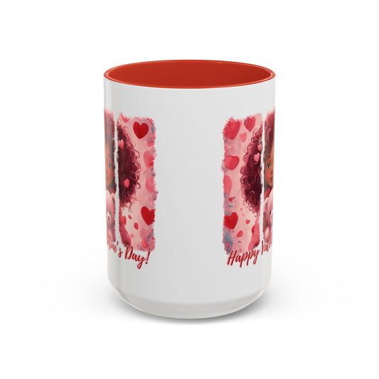 Mug, Girl with Bear Coffee Cup, Gift for Her, Anniversary Present, 11oz Ceramic Tea Cup, Kitchen Decor, Valentine's Day Gift for wife