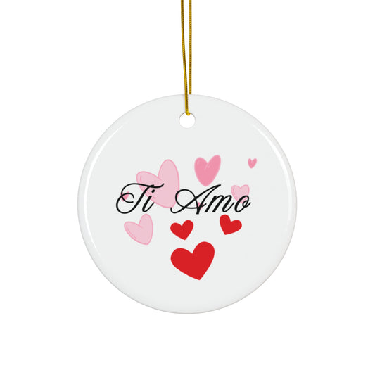 Ceramic Ornament, Valentine's Day Decoration, Heart Ornament, Ti Amo Keepsake, Love Gift, Holiday Decor