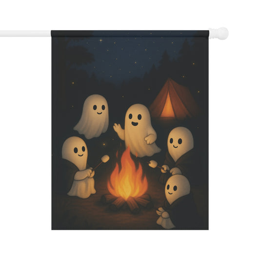 Ghosts at a Campfire Halloween Yard Banner | Double-Sided Outdoor Porch Flag