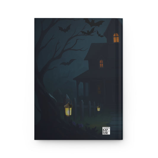 Ghost with Black Cat Library Notebook, Ruled Line Journal for Creepy Writing, Spooky Notetaking, Scary Stationery Gift, Halloween Journal