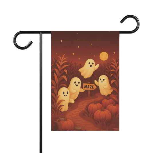 Ghosts in a Corn Maze Yard Flag, Cute Ghost Yard Flag, Fall Outdoor Banner, Whimsical Ghost Decor, Autumn Ghost Flag