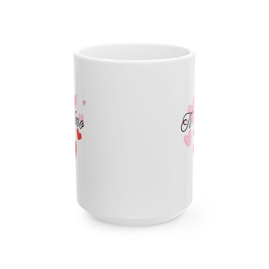 Ceramic Mug, Pink and Red Hearts, Ti Amo, I Love You Mug, Romantic Gift, Valentines Day Mug, Coffee Cup, Wedding Anniversary Mug