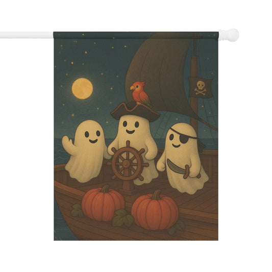 Ghost Pumpkin Pirate Garden Flag, Fall Garden Flag, Halloween Garden Flag, Halloween Lawn Flag, Cute Yard Banner