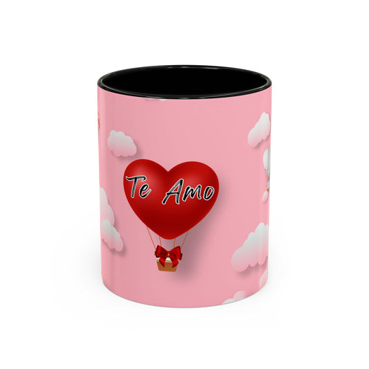 Love Expression Accent Coffee Mug - Romantic Gift for Her, Present for Anniversaries - Te Amo - Pink Heart Balloon Mug - Mug 11, 15oz Cup