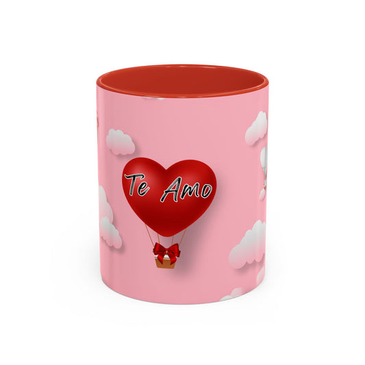 Love Expression Accent Coffee Mug - Romantic Gift for Her, Present for Anniversaries - Te Amo - Pink Heart Balloon Mug - Mug 11, 15oz Cup