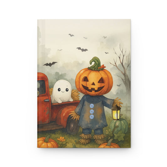 Ghost Cat Pumpkin Patch, Ruled Line Journal for Creepy Writing, Spooky Notetaking, Scary Stationery Gift, Halloween Journal, Ghostly Notes