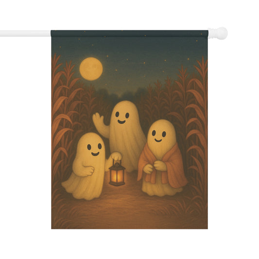 Ghosts in a Corn Field Flag, Fall Garden Flag, Autumn Garden Flag, Pumpkin Patch Lawn Flag, Cute Yard Banner